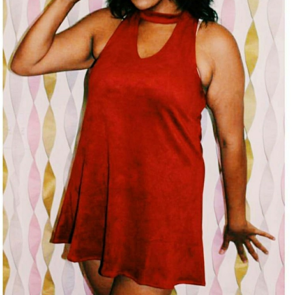 Red Keyhole Cut Out Dress